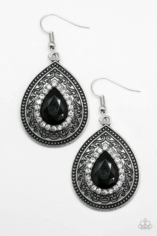 Paparazzi Earring ~ Happy Wife Happy Life - Black