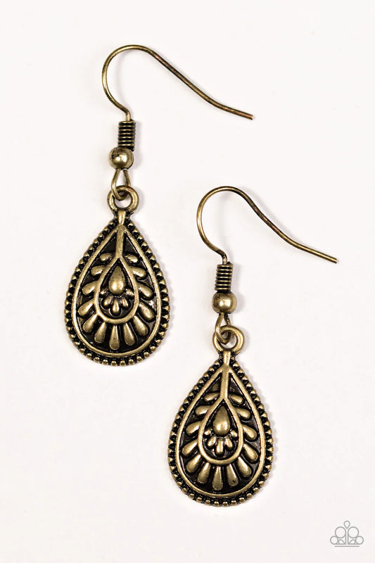 Paparazzi Earring ~ Stormy Sonata - Brass