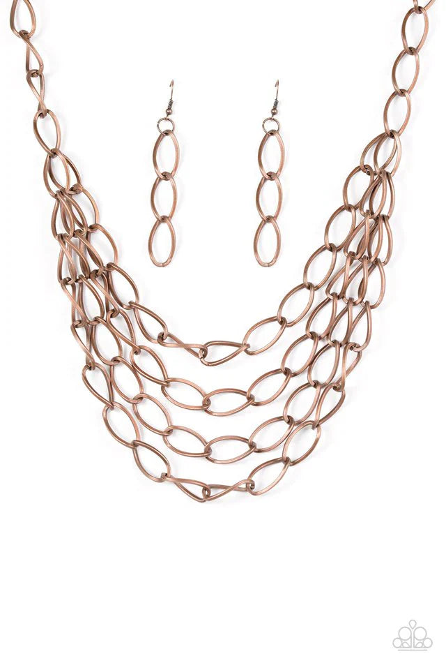 Paparazzi Necklace ~ Chain Reaction - Copper