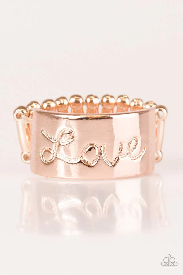 Paparazzi Ring ~ Love Hard - Rose Gold