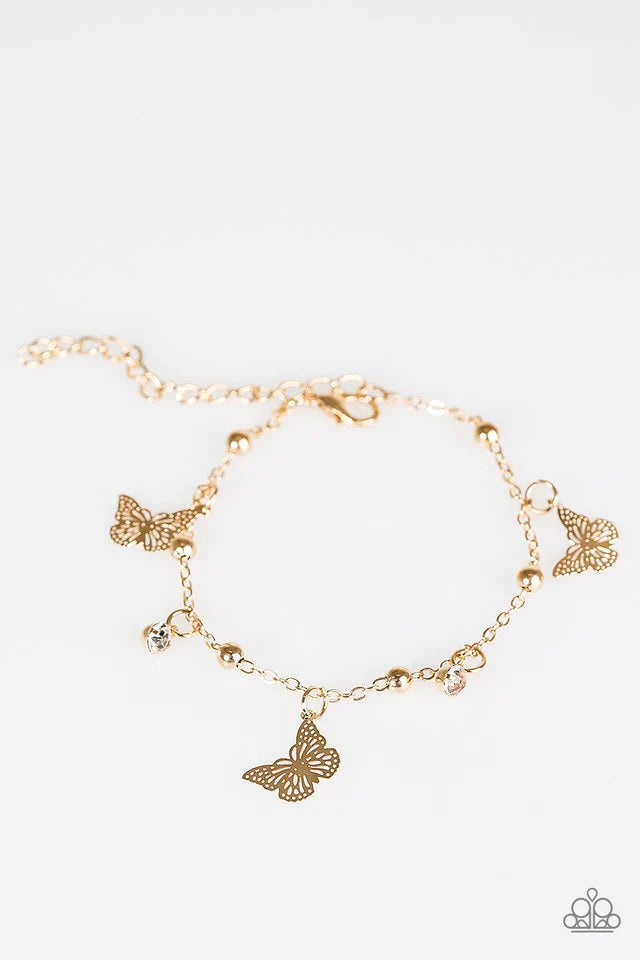 Paparazzi Bracelet ~ Flutter Fashion - Gold