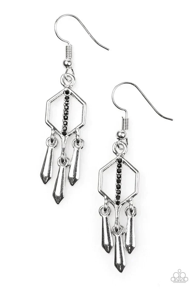 Paparazzi Earring ~ Leading Edge - Black