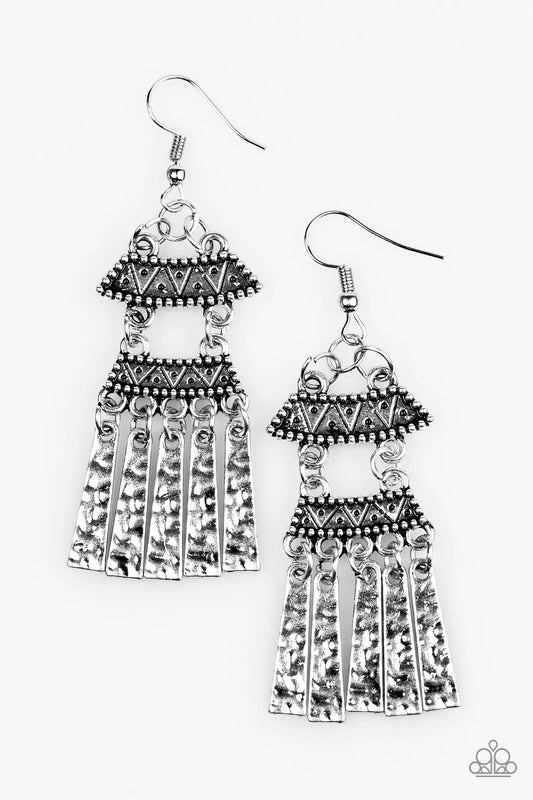 Paparazzi Earring ~ No Mans ISLAND - Silver