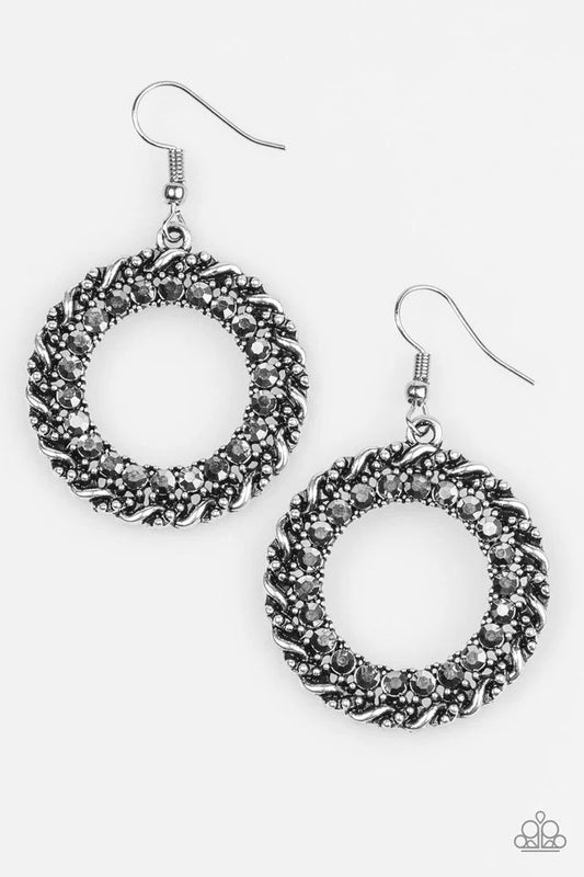 Paparazzi Earring ~ Grunge and Glitter - Silver