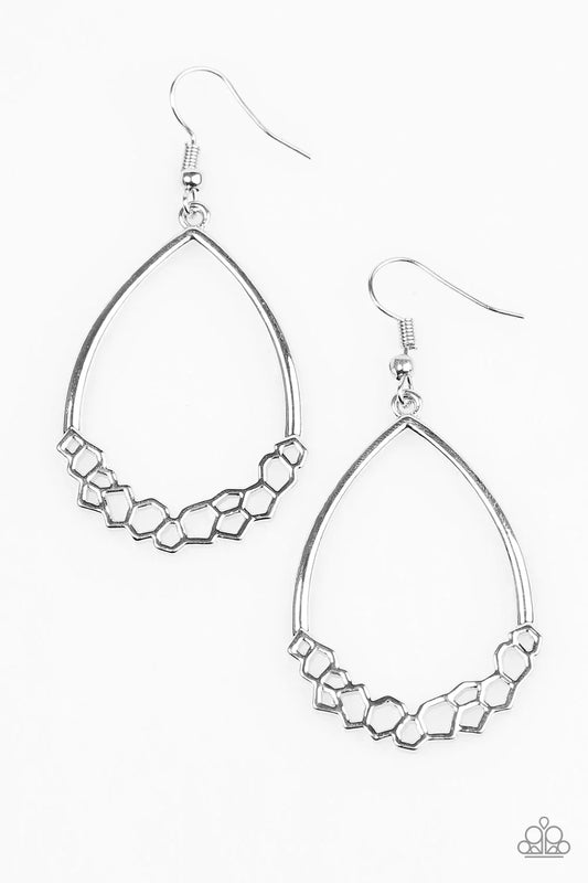 Paparazzi Earring ~ Geo Go-Getter - Silver