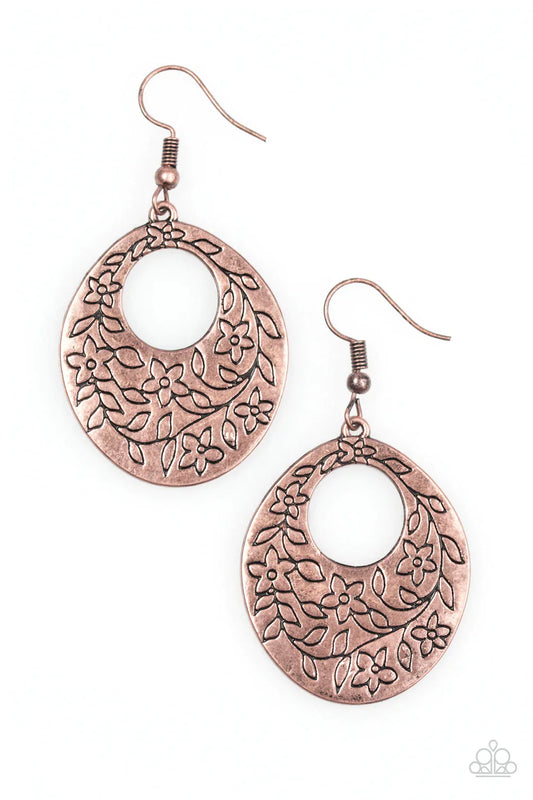 Paparazzi Earring ~ Follow The Flowers - Copper