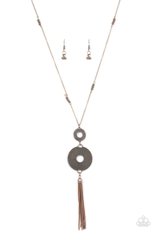 Paparazzi Necklace ~ The WHEEL To Work Wonders - Copper