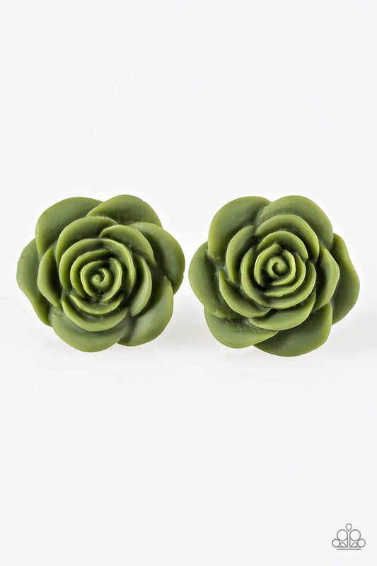 Paparazzi Earring ~ Raving About Roses - Green