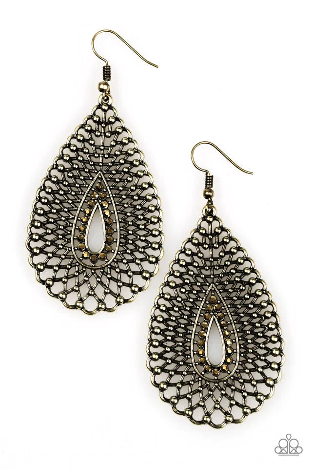 Paparazzi Earring ~ Storm Surge - Brass