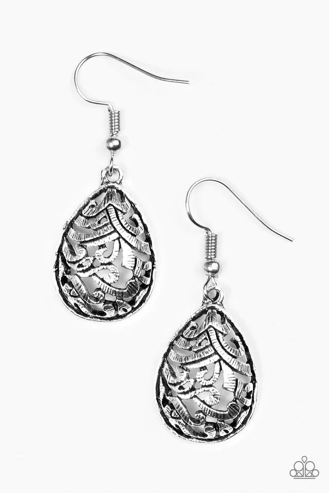 Paparazzi Earring ~ Jungle Vines - Silver