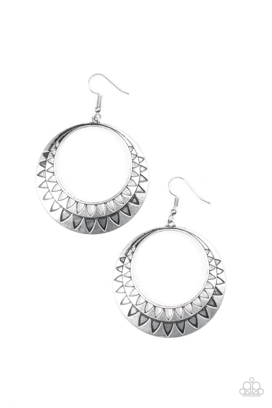 Paparazzi Earring ~ Rustic Rays - Silver