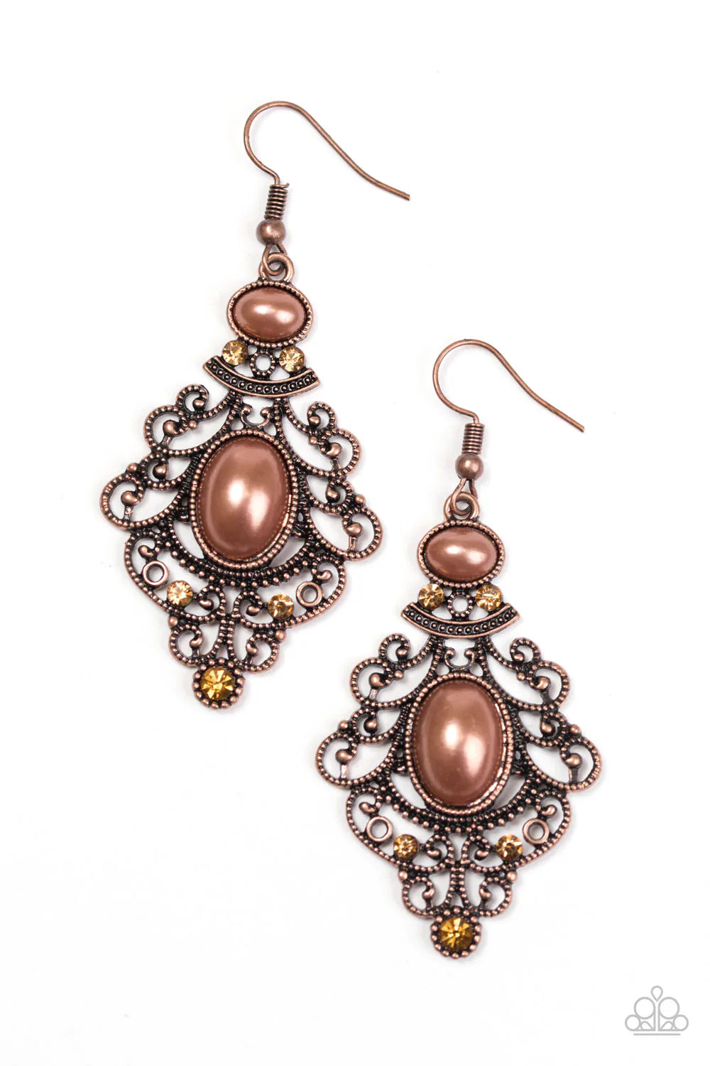 Paparazzi Earring ~ CROWN Control - Copper