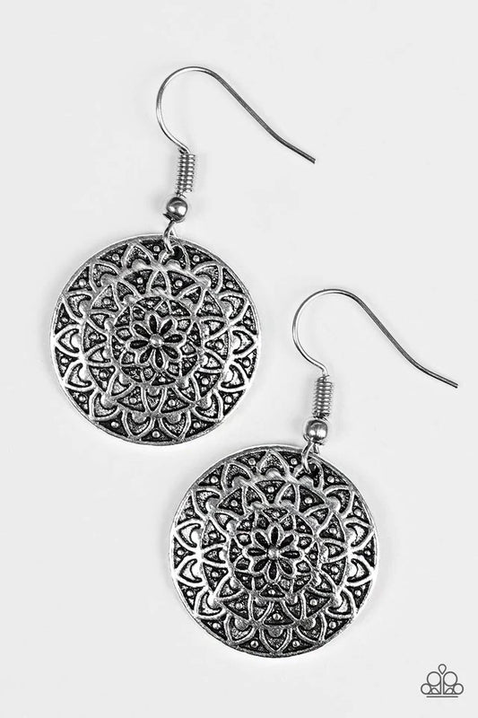 Paparazzi Earring ~ Sunflower Shimmer - Silver