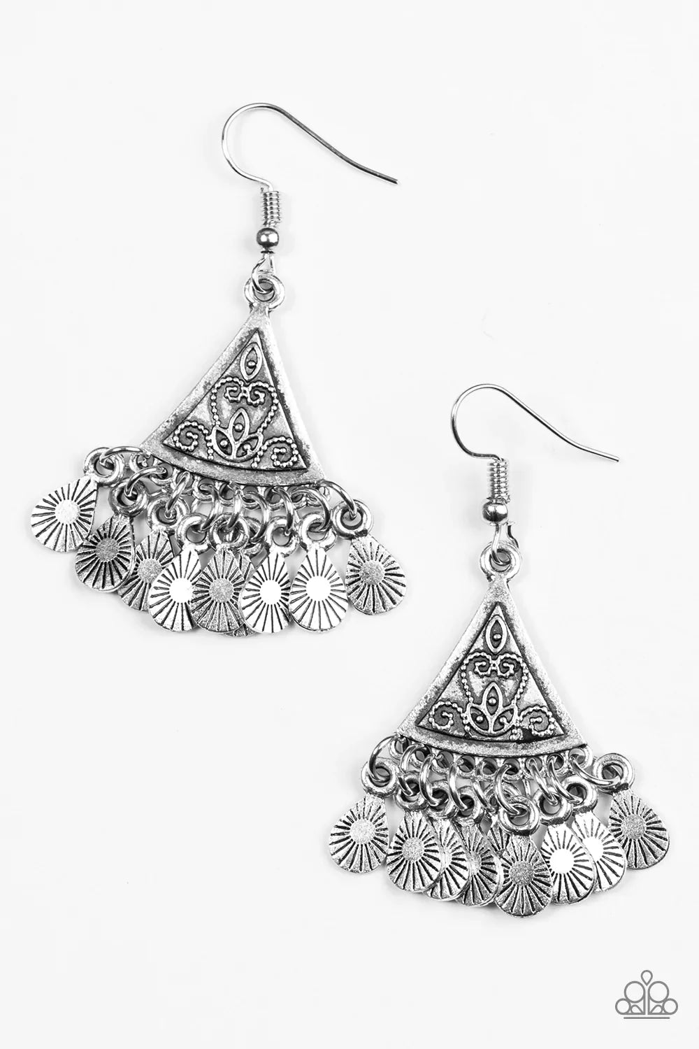 Paparazzi Earring ~ Dancing Drylands - Silver