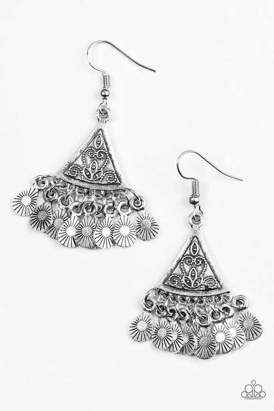 Paparazzi Earring ~ Dancing Drylands - Silver