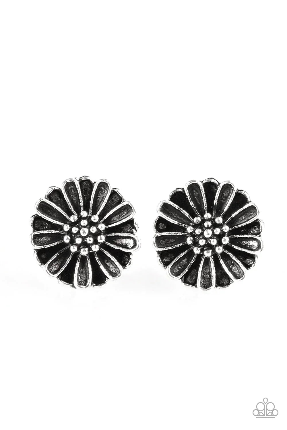 Paparazzi Earring ~ Flower Fever - Silver