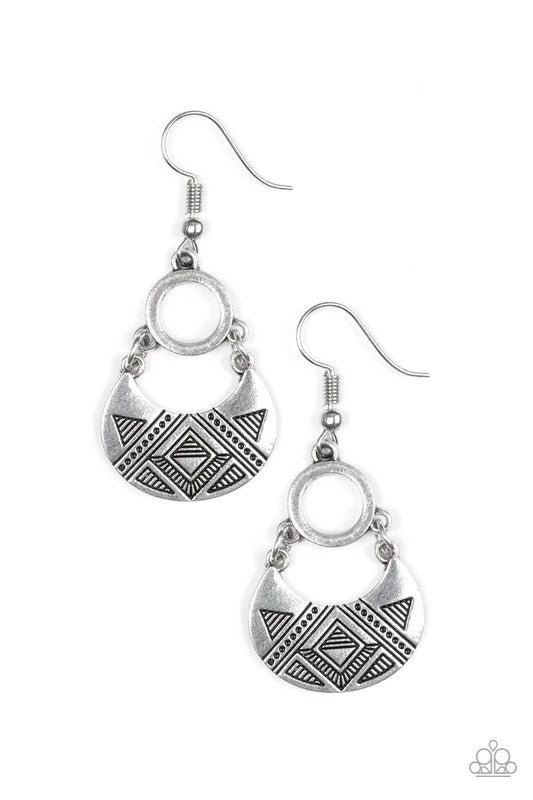 Paparazzi Earring ~ West Side Wild - Silver