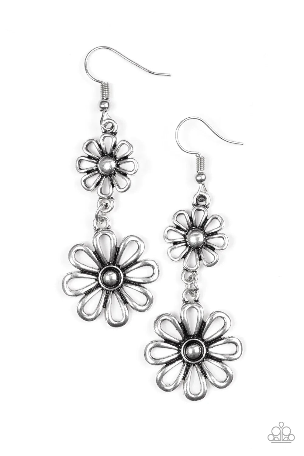 Paparazzi Earring ~ A Date With Daisies - Silver