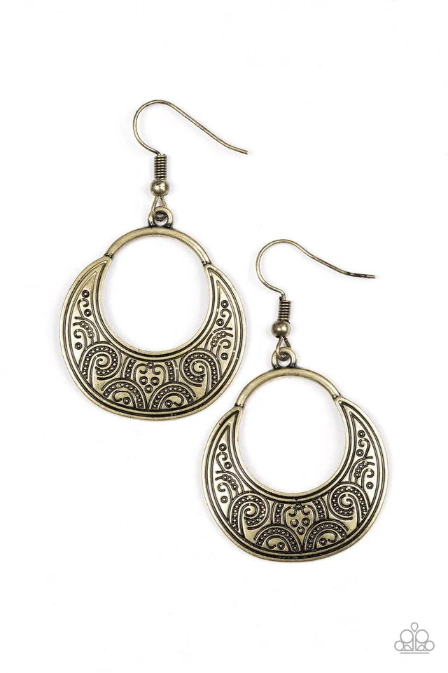 Paparazzi Earring ~ Noble Native - Brass