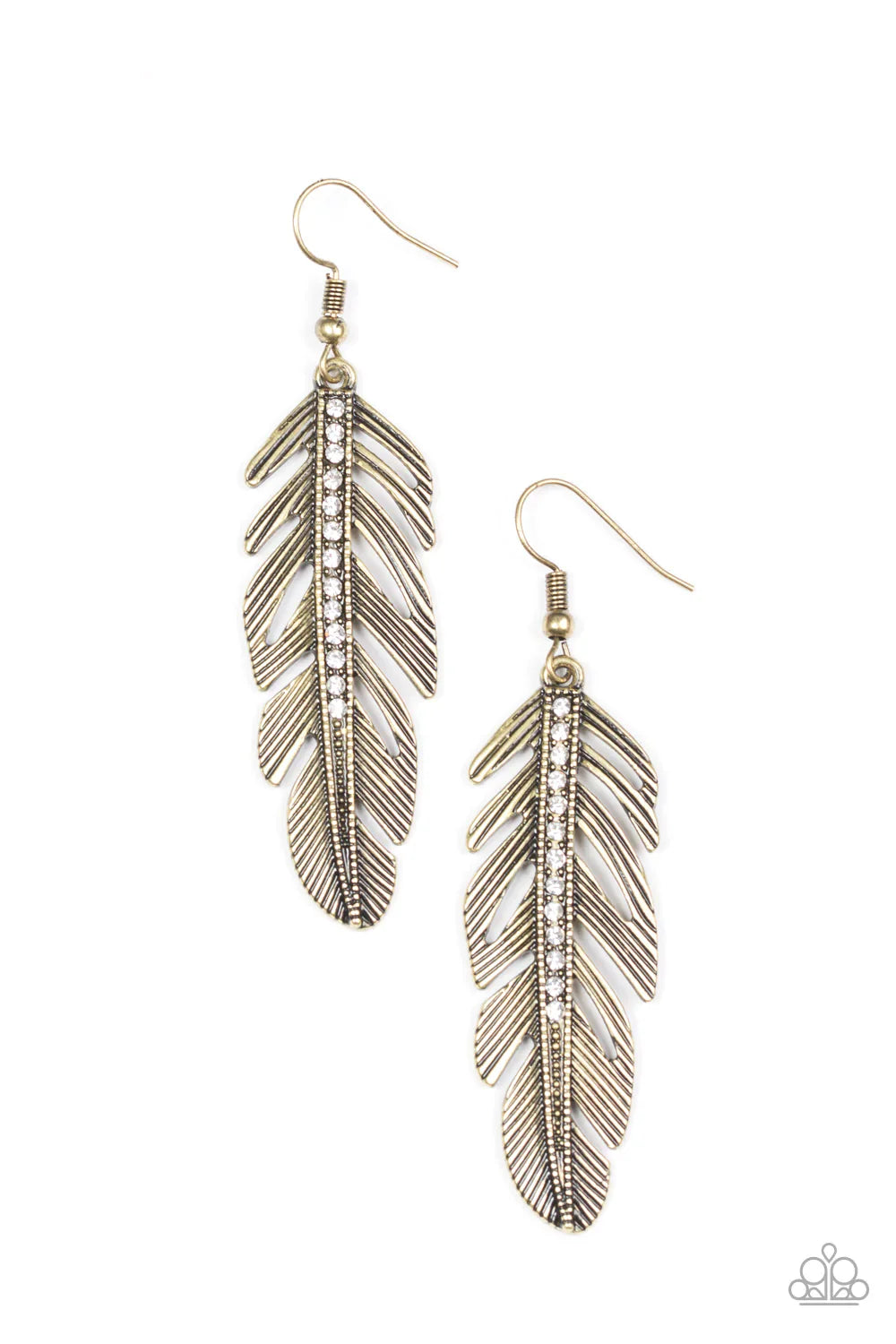 Paparazzi Earring ~ Feather On Fleek - Brass