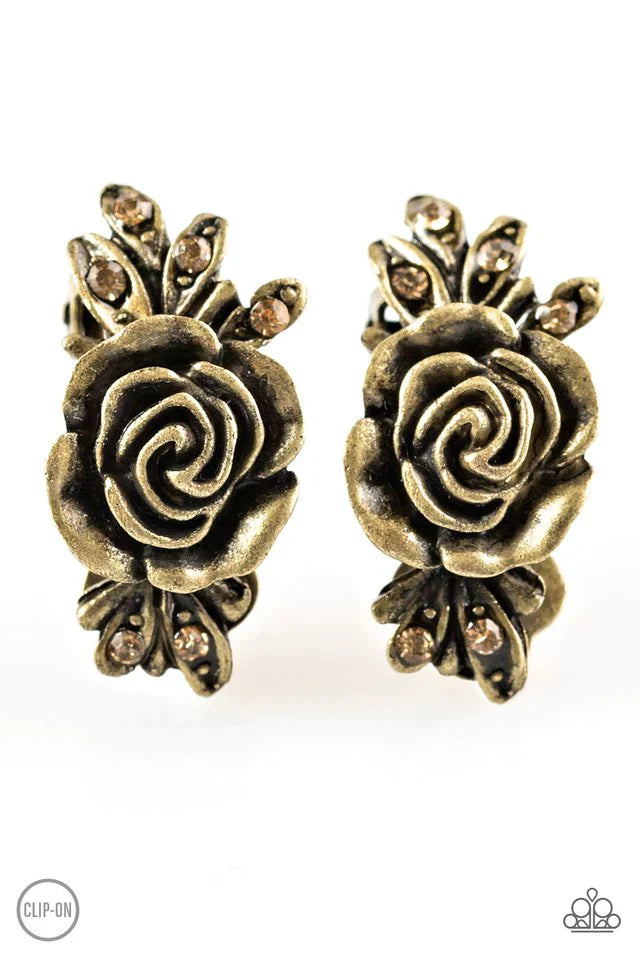 Paparazzi Earring ~ Rose Garden Radiance - Brass