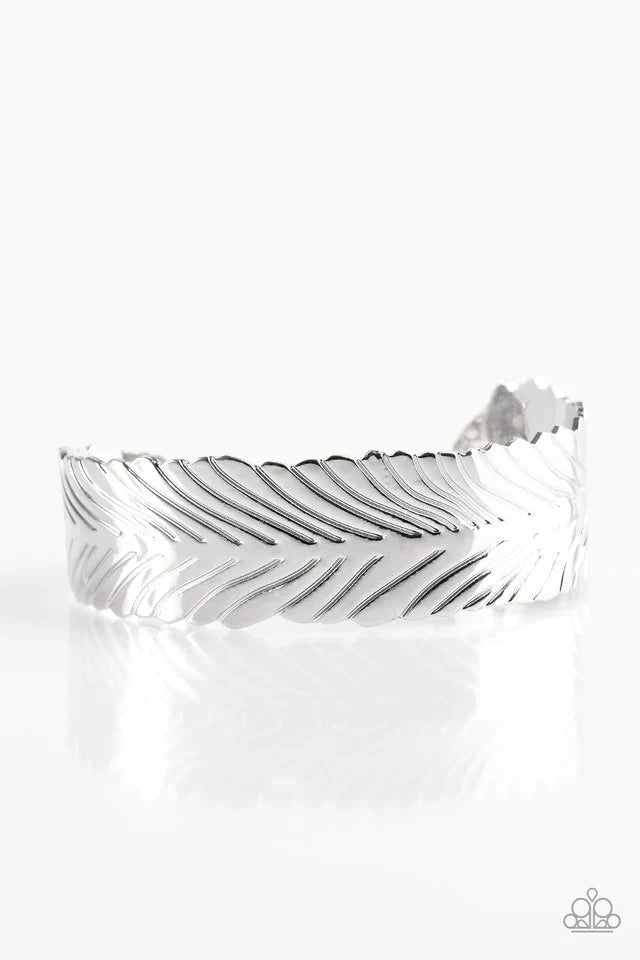 Paparazzi Bracelet ~ Ruffle Feathers - Silver