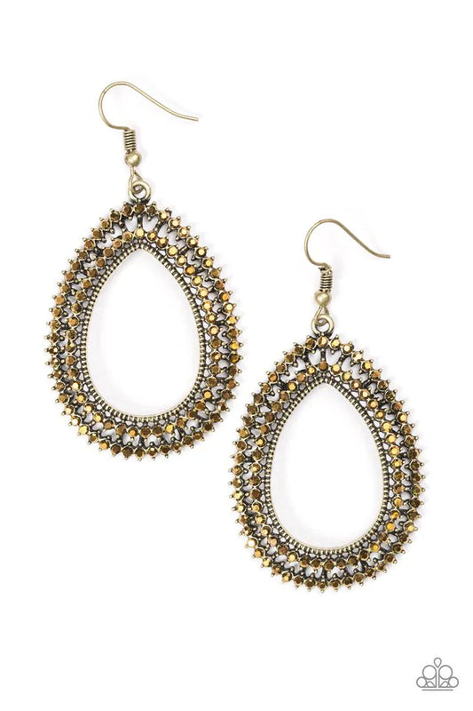 Paparazzi Earring ~ Award Show Sparkle - Brass