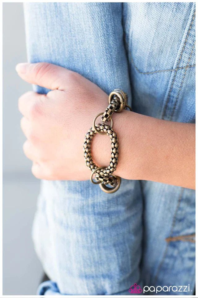 Paparazzi Bracelet ~ A Checkered Past - Brass