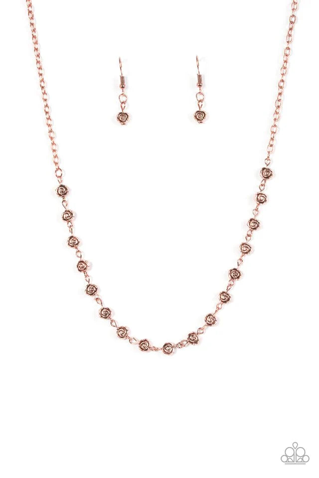 Paparazzi Necklace ~ Roadside Roses - Copper