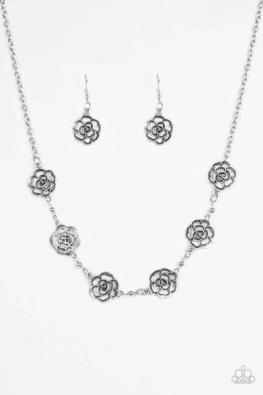 Paparazzi Necklace ~ Rosebud Rapture - Silver