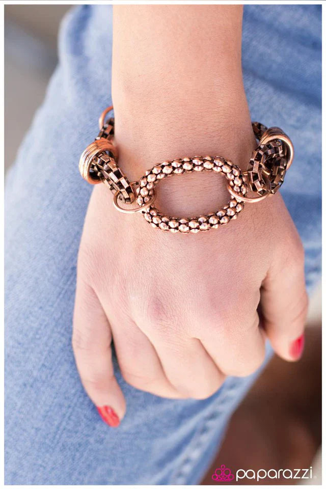 Paparazzi Bracelet ~ A Checkered Past - Copper