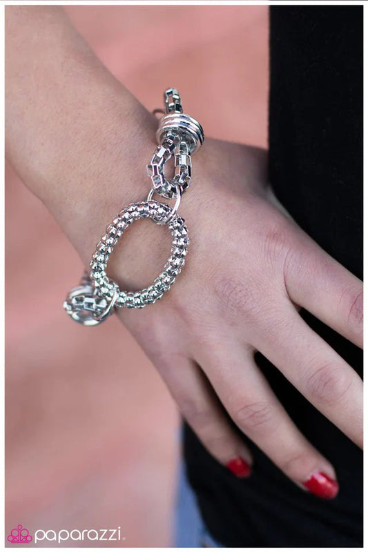 Paparazzi Bracelet ~ A Checkered Past - Silver