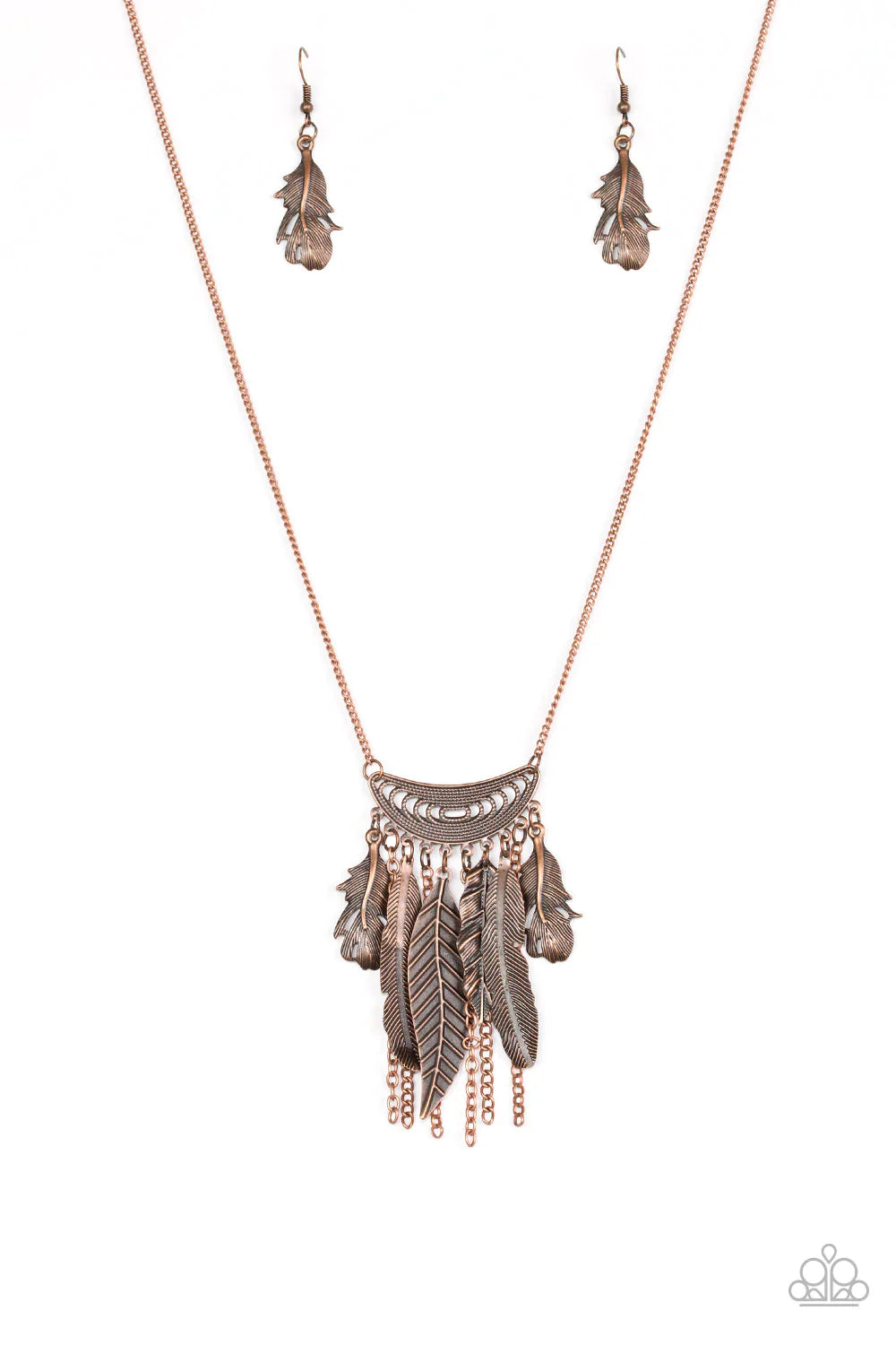 Paparazzi Necklace ~ Fiercely Feathered - Copper