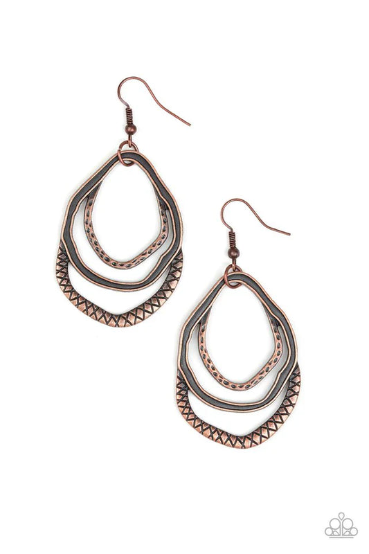 Paparazzi Earring ~ Canyon Casual - Copper