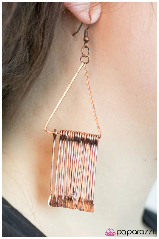 Paparazzi Earring ~ In Full Swing - Copper