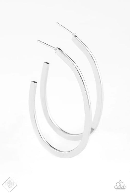 Paparazzi Earring ~ Above The Curve  - Silver