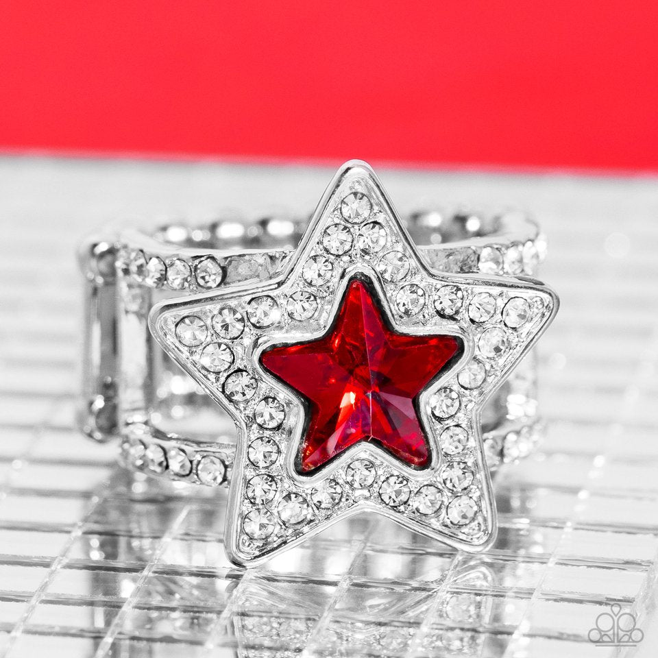 One Nation Under Sparkle - Red - Paparazzi Ring Image