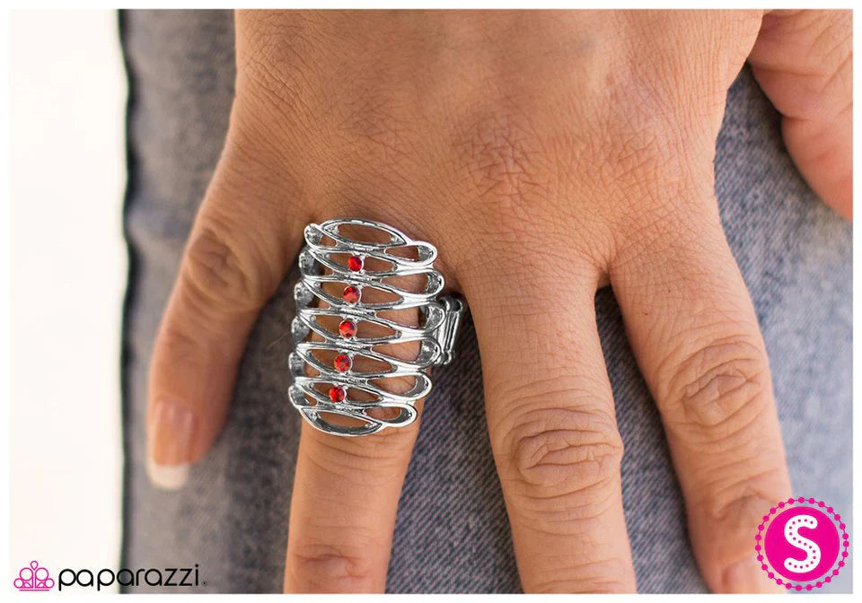 Paparazzi Ring ~ Rattle the Cage - Red