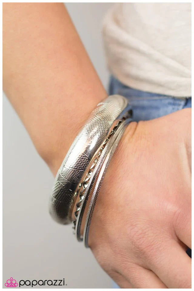 Paparazzi Bracelet ~ Model Behavior - Silver