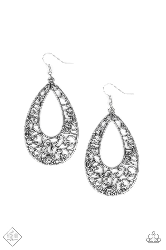 Paparazzi Earring ~ Iridescently Ivy  - Silver