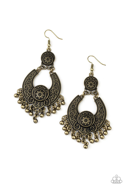 Paparazzi Earring ~ Sunny Chimes - Brass