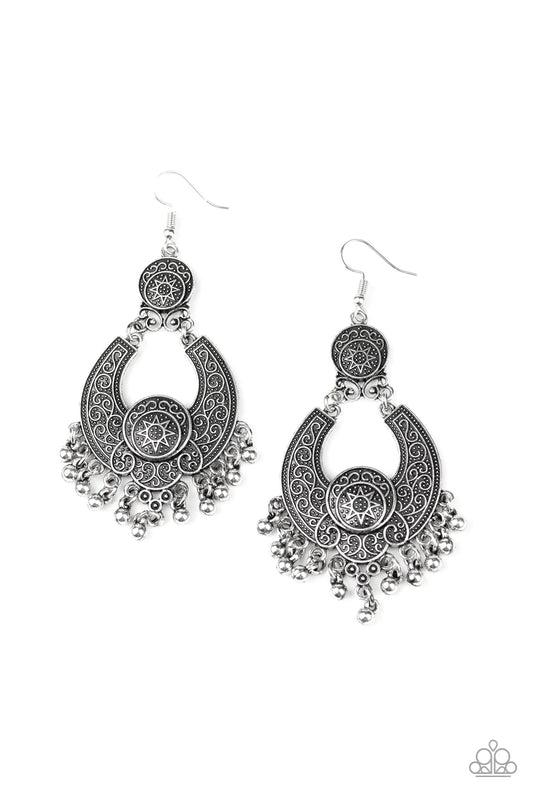 Paparazzi Earring ~ Sunny Chimes - Silver