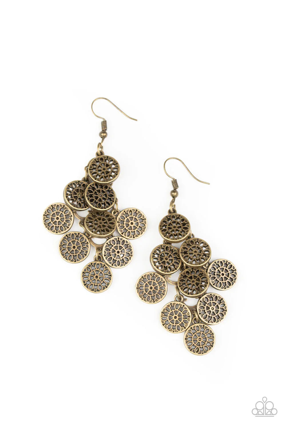 Paparazzi Earring ~ Blushing Blooms - Brass