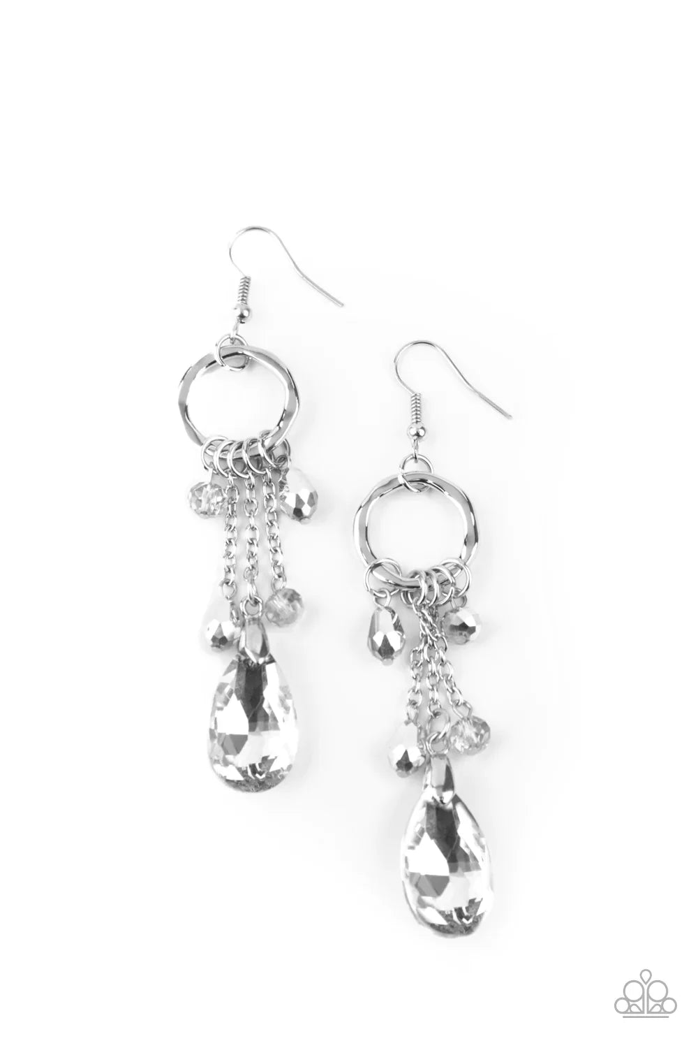 Paparazzi Earring ~ Glammed Up Goddess - Silver