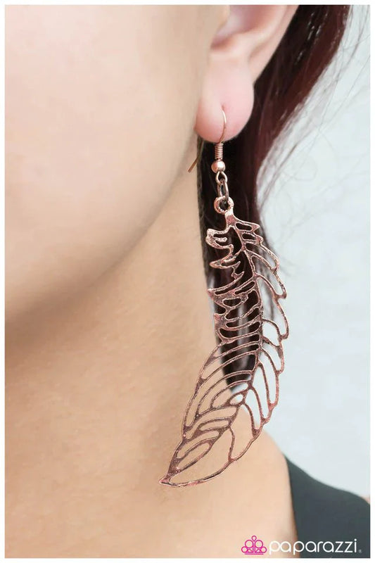 Paparazzi Earring ~ Birds Of A Feather - Copper