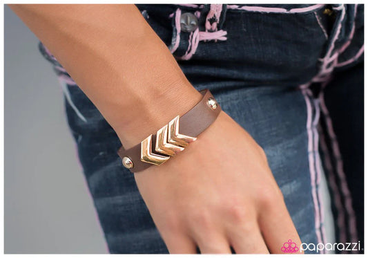 Paparazzi Bracelet ~ Rebel Hearts - Brown