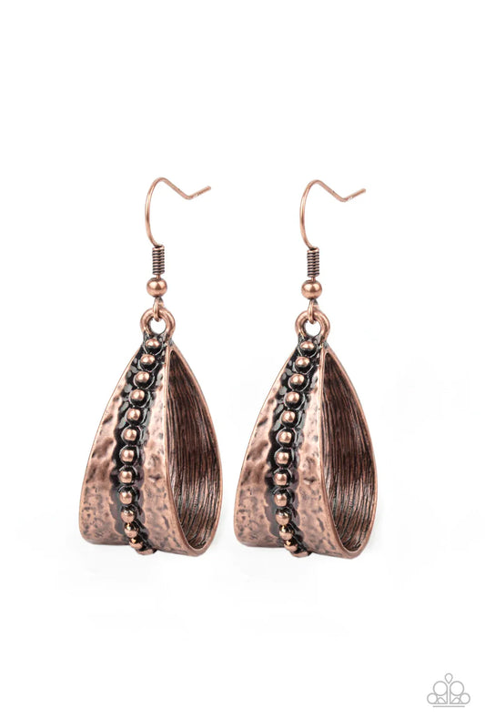 Paparazzi Earring ~ STIRRUP Some Trouble - Copper