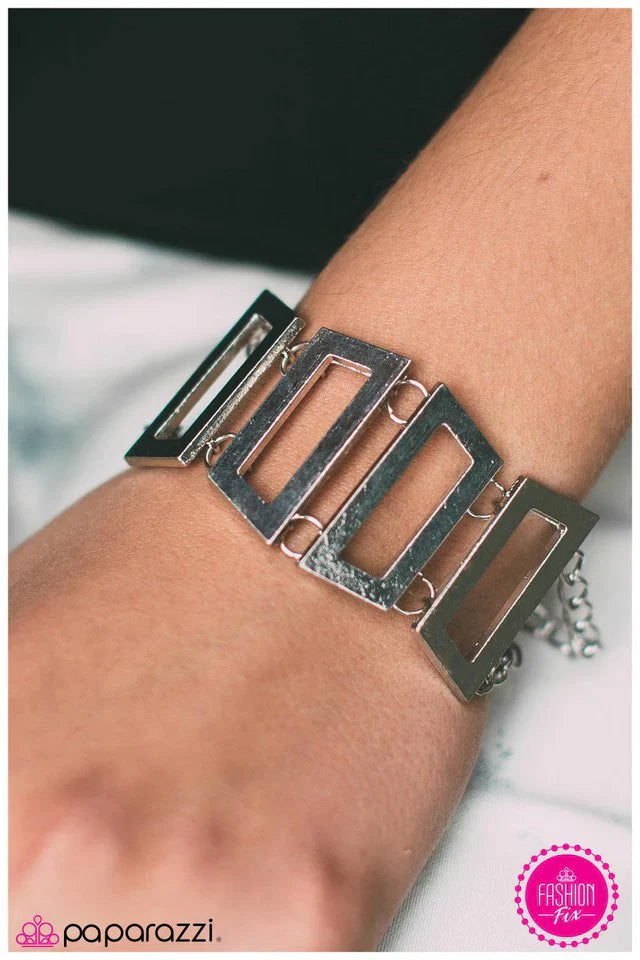 Paparazzi Bracelet ~ Bring Your A-Frame - Silver