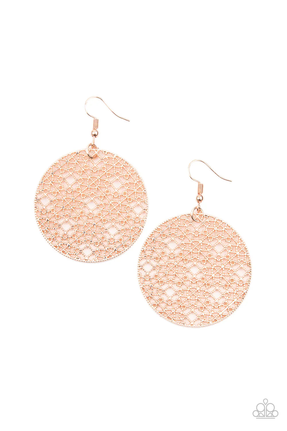 Paparazzi Earring ~ Metallic Mosaic - Rose Gold