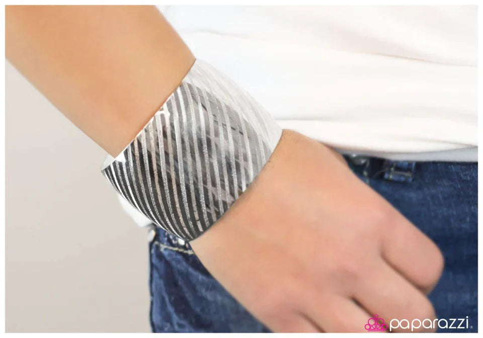 Paparazzi Bracelet ~ Stripe Up a Conversation - Silver